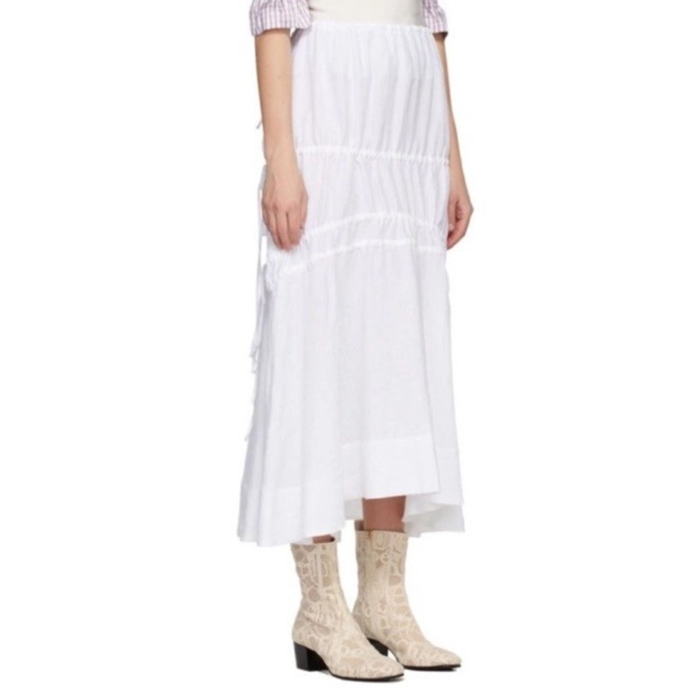 Brock Collection White Linen Susanna Skirt Midi Women's Size 2